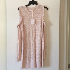 Light Long Sweater with Shoulder Ruffled Cut Outs